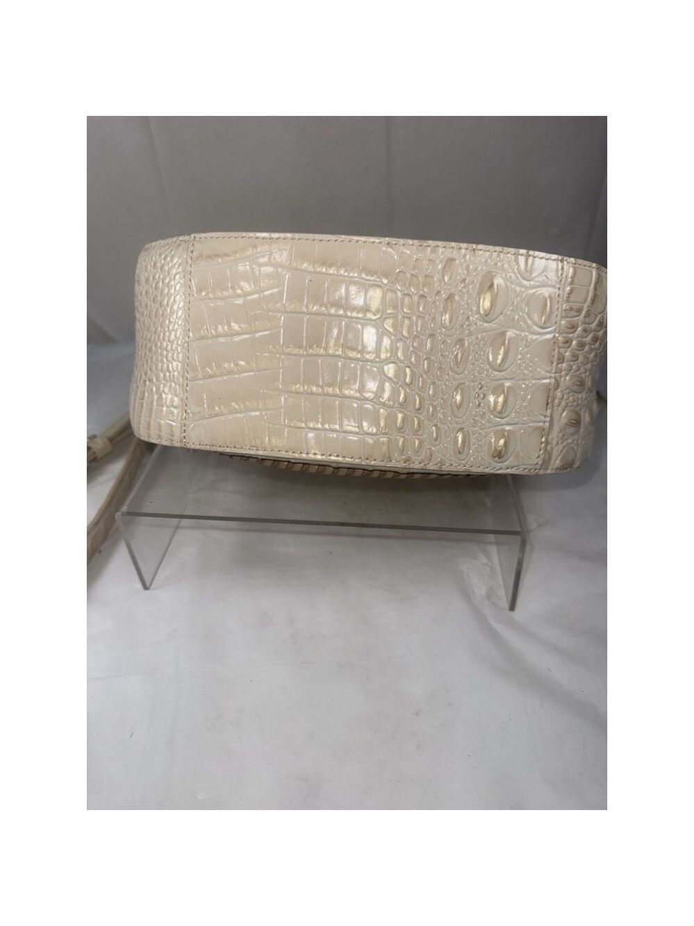 SUNGLOW DALTON Brahmin SONNY Ivory Sand WHIPSTITCH Flap SADDLE BAG Crossbody - Picture 3 of 15